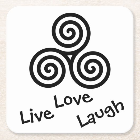 Black Triple spiral Live Love Laugh op white Kartonnen Onderzetters (Voorkant)