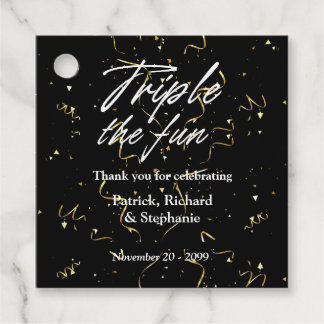 Black Triple the Fun Friends Joint Birthday Bedankjes Labels