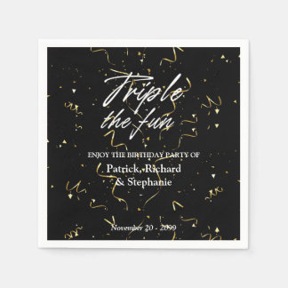 Black Triple the Fun Friends Joint Birthday Servet