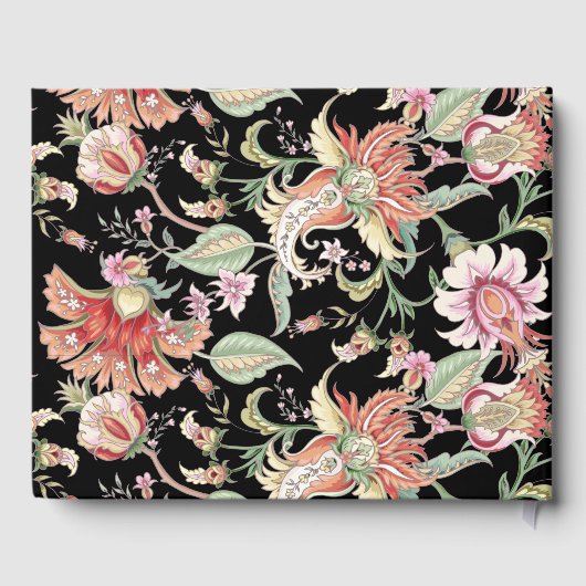 Black | Tropical Fantasy Boho Bloemenbruiloft Gastenboek (Achterkant)