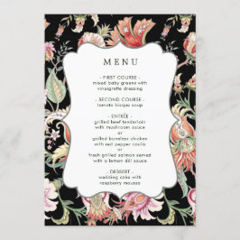 Black | Tropical Fantasy Boho Floral Wedding Menu