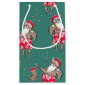 Black Tropical Santa Gift-tas Klein Cadeauzakje (Achterkant)