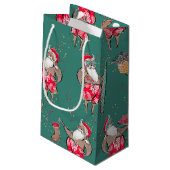 Black Tropical Santa Gift-tas Klein Cadeauzakje (Achterkant Gekanteld)