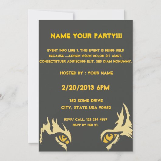 Black Tropical Thleyed Party Invite Kaart (Achterkant)