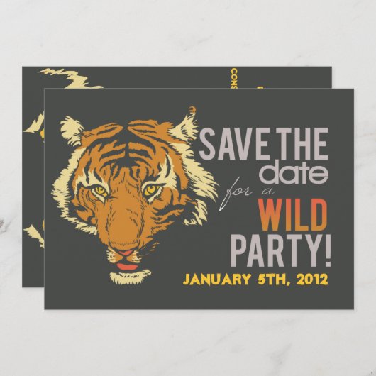 Black Tropical Thleyed Party Invite Kaart (Voorkant / Achterkant)