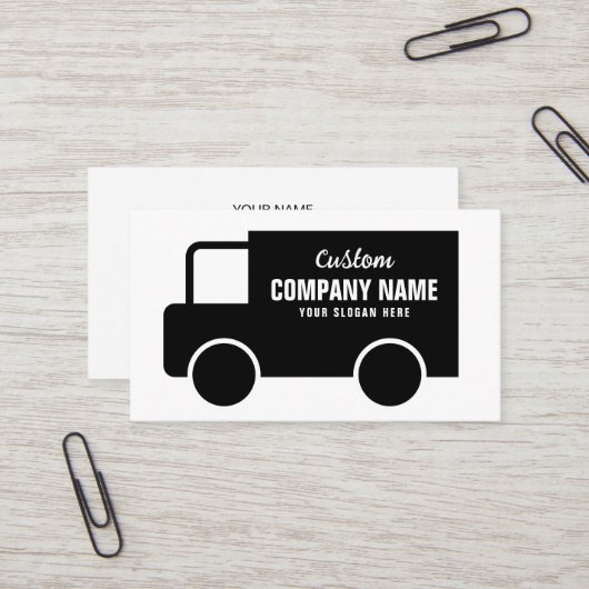Black Truck Logo Business Card-sjabloon Visitekaartje (Voorkant / Achterkant in situ)