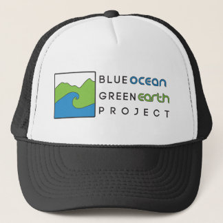 Black Trucker Hat Blue Ocean Green Earth Project Pet
