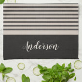 Black Turkish Stripes Monogram | boerderij Theedoek (Gevouwen)