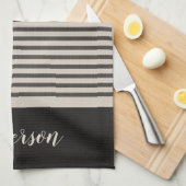 Black Turkish Stripes Monogram | boerderij Theedoek (Quarter Fold)