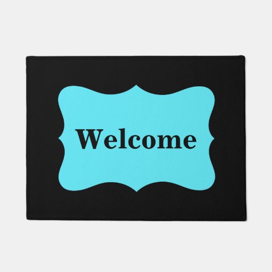 Black Turquoise Aqua Blue Welcome Custom Deurmat (Voorkant)