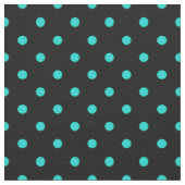 Black Turquoise Blue Polka Dot Spot Pattern Stof (Close Up)