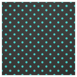 Black Turquoise Blue Polka Dot Spot Pattern Stof