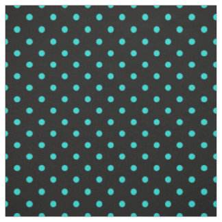 Black Turquoise Blue Polka Dot Spot Pattern Stof
