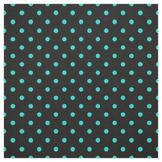 Black Turquoise Blue Polka Dot Spot Pattern Stof (Swatch)