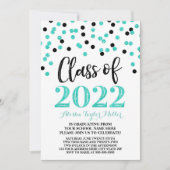 Black Turquoise Confetti Graduation Party 2022 Kaart (Voorkant)