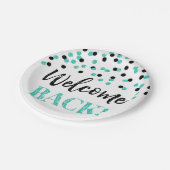 Black Turquoise Confetti Welcome Back Paper Borden Papieren Bordje (Gekanteld)