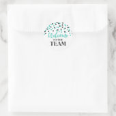Black Turquoise Confetti Welkom bij Team Ronde Sticker (Tas)