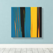 Black Turquoise en Oranje Go! Abstracte kunst Canvas Afdruk (Insitu (Houten vloer))