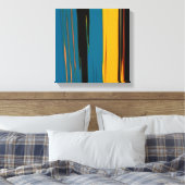 Black Turquoise en Oranje Go! Abstracte kunst Canvas Afdruk (Insitu (Slaapkamer))