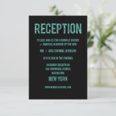 Black Turquoise Glitter Reception Enclosure Kaarte RSVP Kaartje (Staand voorkant)