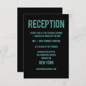 Black Turquoise Glitter Reception Enclosure Kaarte RSVP Kaartje (Voorkant / Achterkant)