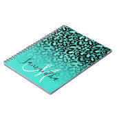 Black Turquoise Leopard Spots Ombre Monogram Notitieboek (Linkerzijde)