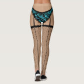 Black & Turquoise Lingerie (Franse snij) Leggings (Achterkant)