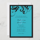 Black & Turquoise Swirls Lijst Weddenschap Kaart (Voorkant)
