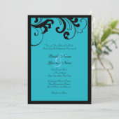 Black & Turquoise Swirls Lijst Weddenschap Kaart (Staand voorkant)