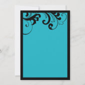 Black & Turquoise Swirls Lijst Weddenschap Kaart (Achterkant)