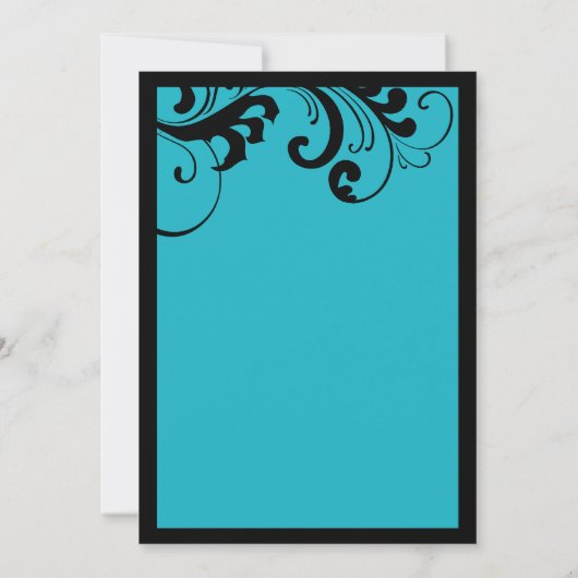 Black & Turquoise Swirls Lijst Weddenschap Kaart (Achterkant)