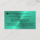 Black & Turquoise VIP Customer Appreciation  Visitekaartje (Achterkant)