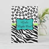 Black Turquoise Zebra Leopard Skin Girls Night Out Kaart (Staand voorkant)
