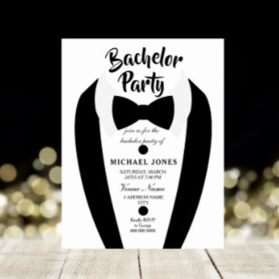Black Tuxedo Bow Stropdas Bachelor Party nodigt ui Kaart