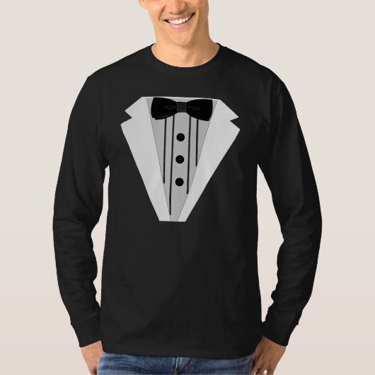 Black Tuxedo Bow Stropdas Formal T-shirt (Voorkant)