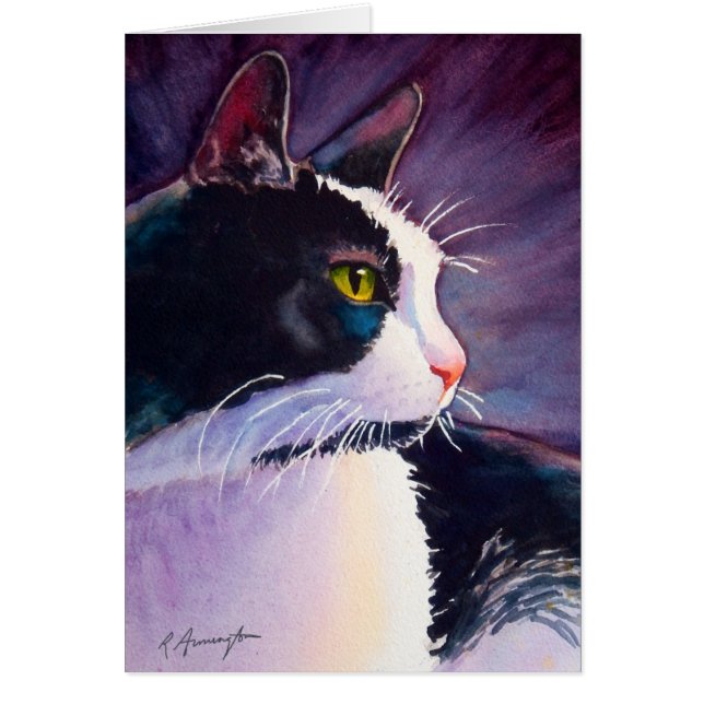 Black Tuxedo Cat in Stormy Mood (Voorkant)