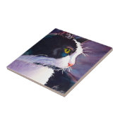 Black Tuxedo Cat in Stormy Mood Tegeltje (Zijkant)