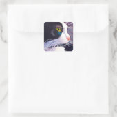 Black Tuxedo Cat in Stormy Mood Vierkante Sticker (Tas)