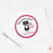 Black Tuxedo Cat Valentijnsdag Red Hearts Ronde Sticker (Envelop)