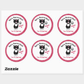 Black Tuxedo Cat Valentijnsdag Red Hearts Ronde Sticker (Vel)