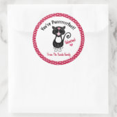 Black Tuxedo Cat Valentijnsdag Red Hearts Ronde Sticker (Tas)