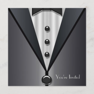 Black Tuxedo Formal Event Black Stropdas Party Kaart