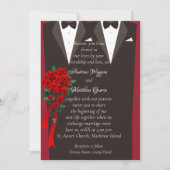 Black Tuxedo Gay Wedding Invitation Kaart (Voorkant)
