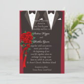 Black Tuxedo Gay Wedding Invitation Kaart (Staand voorkant)