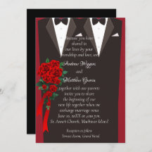 Black Tuxedo Gay Wedding Invitation