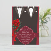 Black Tuxedo Gay Wedding Uitnodiging (Staand voorkant)