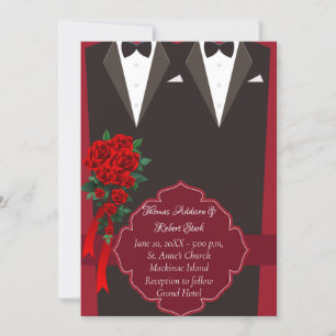 Black Tuxedo Gay Wedding Uitnodiging