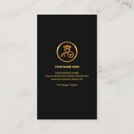 Black Tuxedo Gold Chauffeur Boutonniere Button Visitekaartje (Achterkant)