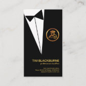 Black Tuxedo Gold Chauffeur Boutonniere Button Visitekaartje (Voorkant)
