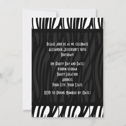 Black Tuxedo Mannen 50th Birthday Party Uitnodigin Kaart (Achterkant)